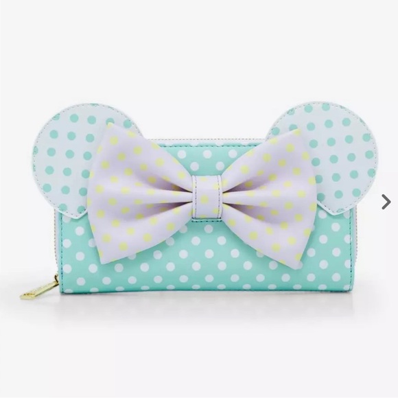 Loungefly Disney Minnie Mouse Pastel Polka Dot Zip Around Wallet, NWT - Picture 1 of 9